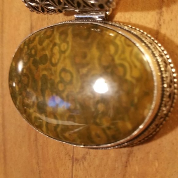 Handmade Jasper Stone in Scrolled Silver - Picture 4 of 8